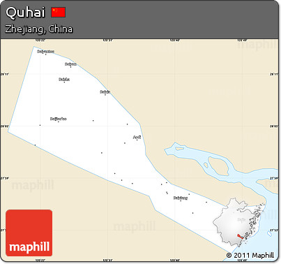 Classic Style Simple Map of Quhai, single color outside