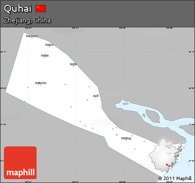 Gray Simple Map of Quhai, single color outside