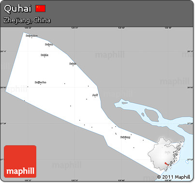 Gray Simple Map of Quhai, single color outside
