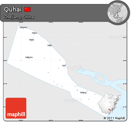 Silver Style Simple Map of Quhai, single color outside