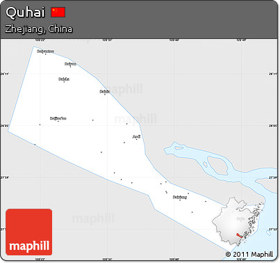 Silver Style Simple Map of Quhai, single color outside