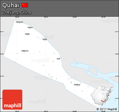 Silver Style Simple Map of Quhai, single color outside