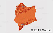 Political 3D Map of Quzhou Shi, cropped outside