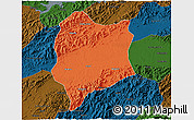 Political 3D Map of Quzhou Shi, darken