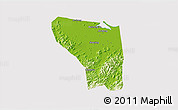 Physical 3D Map of Shaoxing Shi, cropped outside