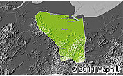 Physical 3D Map of Shaoxing Shi, darken, desaturated
