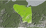 Physical 3D Map of Shaoxing Shi, darken, semi-desaturated