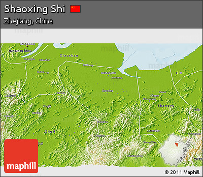 Physical 3D Map of Shaoxing Shi