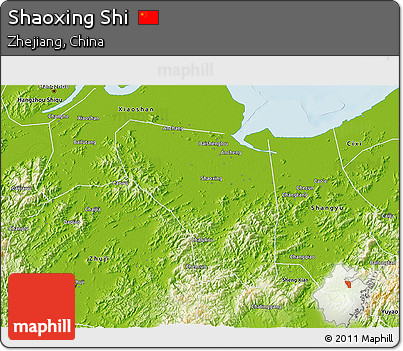 Physical 3D Map of Shaoxing Shi