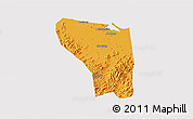 Political 3D Map of Shaoxing Shi, cropped outside
