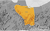 Political 3D Map of Shaoxing Shi, desaturated