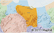 Political 3D Map of Shaoxing Shi, lighten