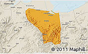 Political 3D Map of Shaoxing Shi, shaded relief outside
