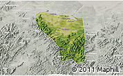 Satellite 3D Map of Shaoxing Shi, lighten, semi-desaturated
