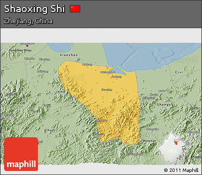 Savanna Style 3D Map of Shaoxing Shi