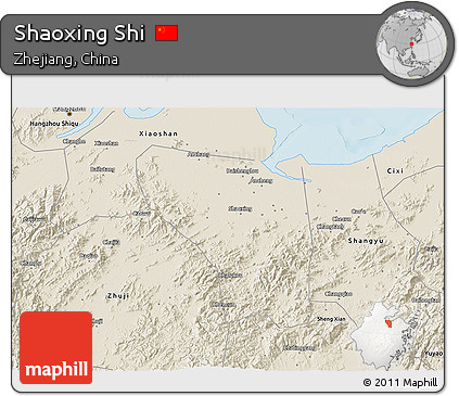 Shaded Relief 3D Map of Shaoxing Shi