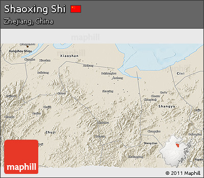 Shaded Relief 3D Map of Shaoxing Shi
