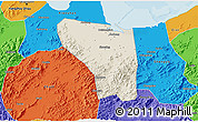 Shaded Relief 3D Map of Shaoxing Shi, political outside