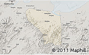 Shaded Relief 3D Map of Shaoxing Shi, semi-desaturated