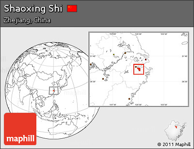 Blank Location Map of Shaoxing Shi