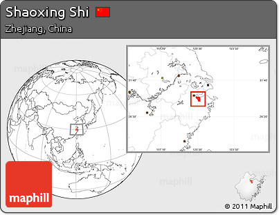 Blank Location Map of Shaoxing Shi