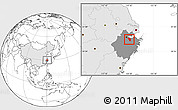 Blank Location Map of Shaoxing Shi, highlighted country, highlighted parent region