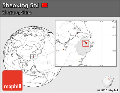 Blank Location Map of Shaoxing Shi, highlighted parent region