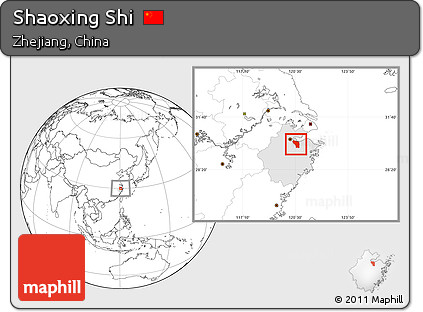 Blank Location Map of Shaoxing Shi, highlighted parent region