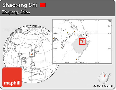 Blank Location Map of Shaoxing Shi, highlighted parent region