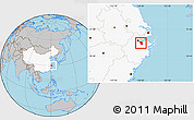 Gray Location Map of Shaoxing Shi, highlighted country