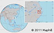 Gray Location Map of Shaoxing Shi