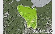 Physical Map of Shaoxing Shi, darken, semi-desaturated