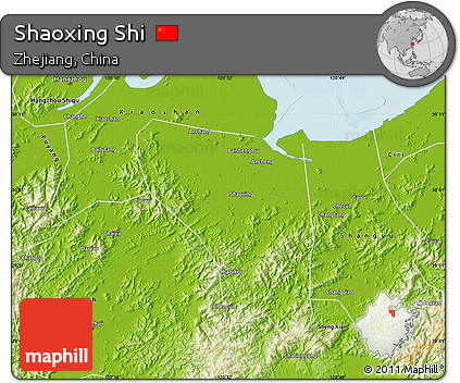 Physical Map of Shaoxing Shi