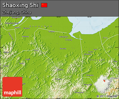 Physical Map of Shaoxing Shi