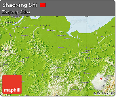 Physical Map of Shaoxing Shi