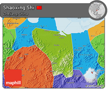 Physical Map of Shaoxing Shi, political outside