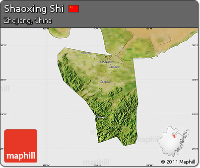 Satellite Map of Shaoxing Shi, single color outside