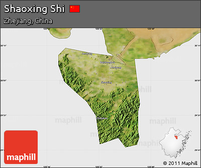Satellite Map of Shaoxing Shi, single color outside