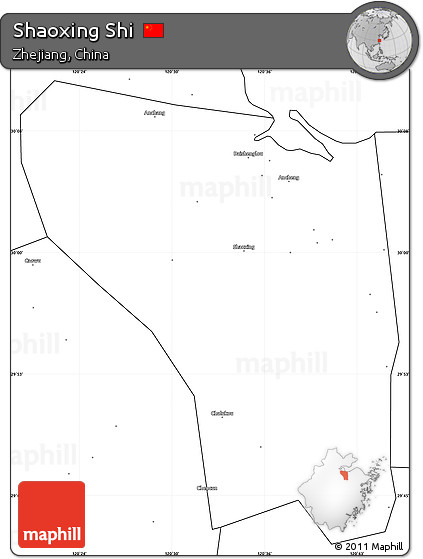 Blank Simple Map of Shaoxing Shi