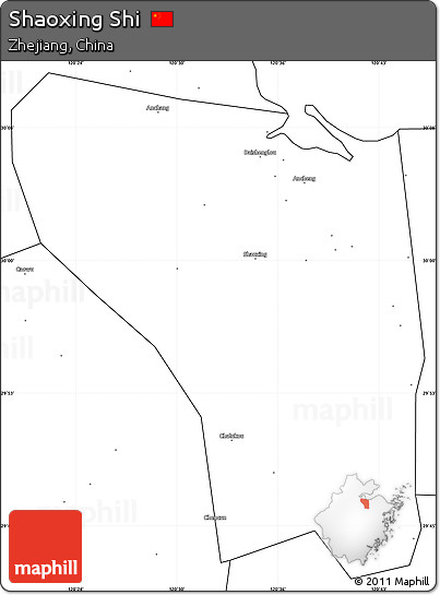 Blank Simple Map of Shaoxing Shi