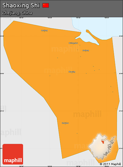 Political Simple Map of Shaoxing Shi, single color outside