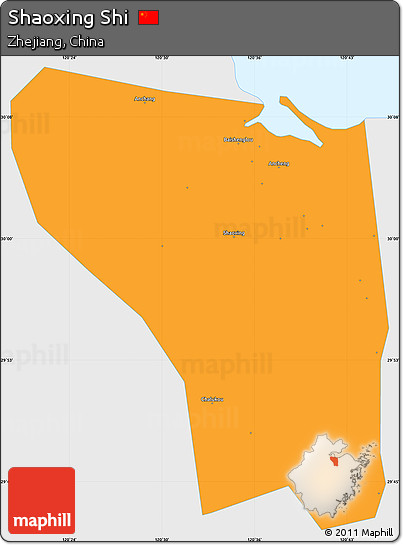 Political Simple Map of Shaoxing Shi, single color outside