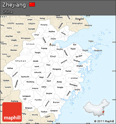 Classic Style Simple Map of Zhejiang