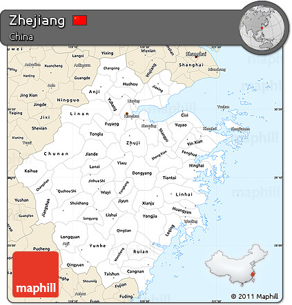 Classic Style Simple Map of Zhejiang