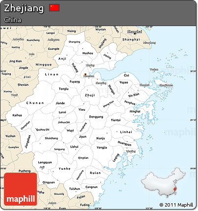 Classic Style Simple Map of Zhejiang