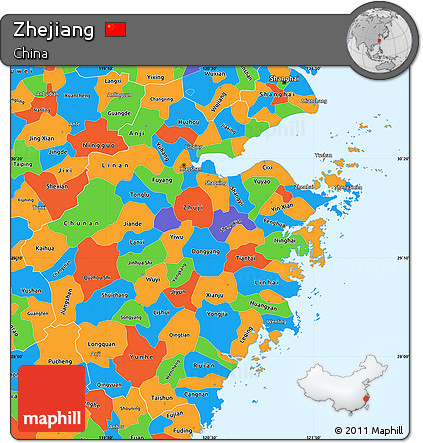 Political Simple Map of Zhejiang
