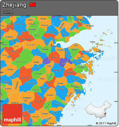 Political Simple Map of Zhejiang