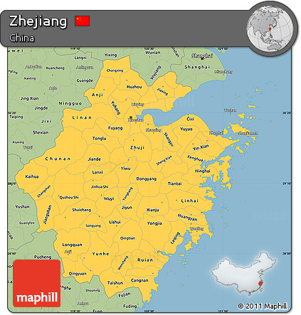 Savanna Style Simple Map of Zhejiang