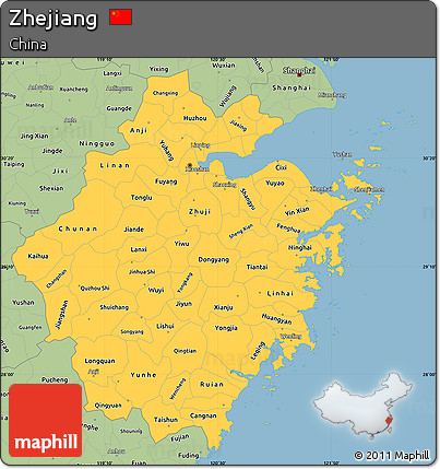 Savanna Style Simple Map of Zhejiang