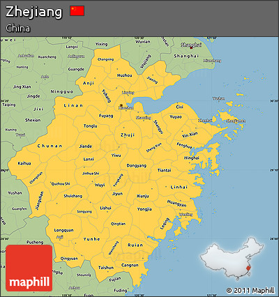 Savanna Style Simple Map of Zhejiang